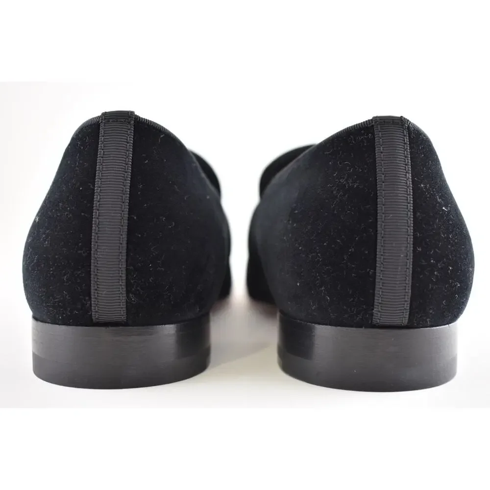 Christian Louboutin Dandydeco Flat Black Velvet Strap Wedding Dress Loafer 40 7